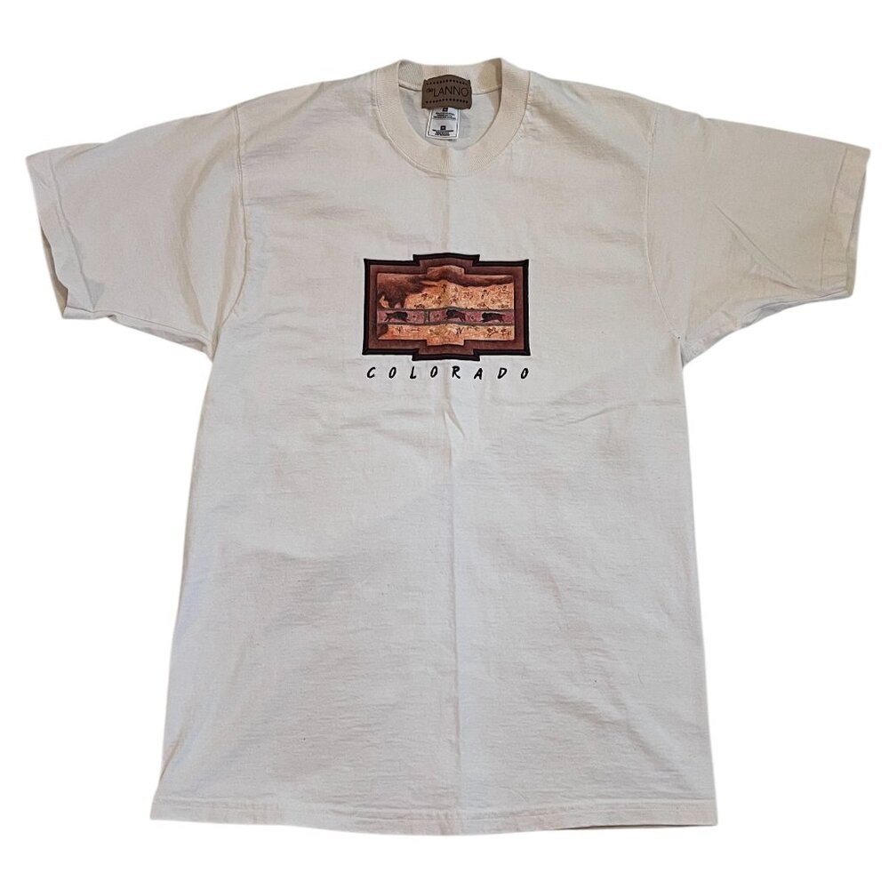 Vintage de Lanno Colorado T Shirt Men's Size M Made In USA Short Sleeves Cotton